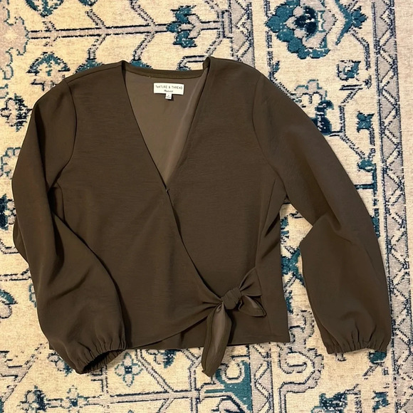 Madewell Brown Wrap Blouse - Picture 1 of 5
